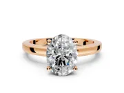 Solitaire Engagement Ring Setting for Oval Center with Basket Rail and Prong Head in Rose Gold