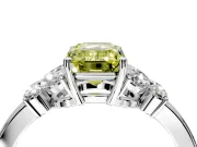 Solitaire Engagement Ring Setting for Fancy Yellow Emerald Cut Center with Marquise Flower Shoulders and Prong Head in Platinum