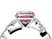 Floral Engagement Ring Setting for Fancy Pink Asscher Cut Center with Trailing Marquise Accents and Prong Head in Sterling Silver