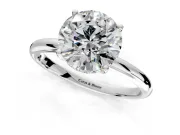 Hidden Halo Engagement Ring Setting for Round Cut Center with Thin Round-Wire Band and Prong Head in Platinum