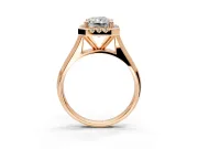 Halo Engagement Ring Setting for Radiant Cut Center with Square Band and Prong Head in Rose Gold