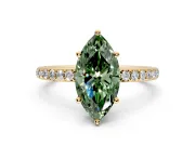 Solitaire Engagement Ring Setting for Fancy Green Marquise Center with Fine Pave Band and Prong Head in Yellow Gold