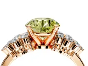 Cluster Engagement Ring Setting for Fancy Yellow Round Cut Center with 2-Row Shoulder Clusters and Prong Head in Rose Gold