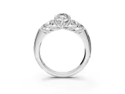 Cluster Engagement Ring Setting for Marquise Center with Round Cut Accent Frame and Prong Head in Sterling Silver