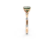 Solitaire Engagement Ring Setting for Fancy Green Princess Cut Center with Bezel Station Band and Prong Head in Rose Gold