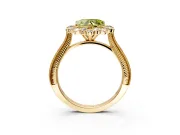 Milgrain Halo Engagement Ring Setting for Fancy Yellow Heart-Shaped Center with Bezel Point Accents and Prong Head in Yellow Gold
