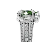 Solitaire Engagement Ring Setting for Fancy Green Pear-Shaped Center with Accented Split Shank and Prong Head in Sterling Silver