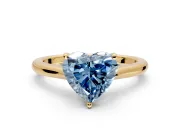 Solitaire Engagement Ring Setting for Fancy Blue Heart-Shaped Center with Narrow Cathedral Band and Prong Head in Yellow Gold