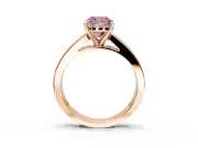Solitaire Engagement Ring Setting for Fancy Pink Cushion Cut Center with Princess Cut Channel Band and Prong Head in Rose Gold
