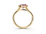 Solitaire Engagement Ring Setting for Fancy Pink Heart-Shaped Center with V Split Shank and Bezel Head in Yellow Gold