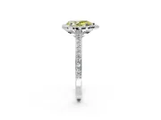 Halo Engagement Ring Setting for Fancy Yellow Pear-Shaped Center with Pave Accents, Heart Basket and Prong Head in Platinum