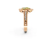 Milgrain Halo Engagement Ring Setting for Fancy Yellow Pear-Shaped Center with Pave Band and Prong Head in Rose Gold
