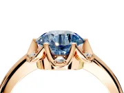 Floral Frame Engagement Ring Setting for Fancy Blue Round Cut Center with Accent Clusters and Prong Head in Rose Gold