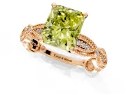 Solitaire Engagement Ring Setting for Fancy Yellow Radiant Cut Center with Marquise Panel Band and Prong Head in Rose Gold