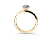 Solitaire Engagement Ring Setting for Fancy Blue Pear-Shaped Center with Fine Pave Band and Claw Prong Head in Yellow Gold