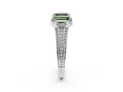 Solitaire Engagement Ring Setting for Fancy Green Asscher Cut Center with Accented Split Shank and Prong Head in Sterling Silver