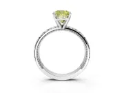 Solitaire Engagement Ring Setting for Fancy Yellow Cushion Cut Center with XO Engraved Band and Prong Head in Sterling Silver