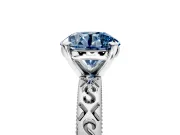 Solitaire Engagement Ring Setting for Fancy Blue Round Cut Center with Scrollwork Band and Prong Head in Platinum