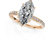 Solitaire Engagement Ring Setting for Marquise Center with Fine Pave Band and Prong Head in Rose Gold
