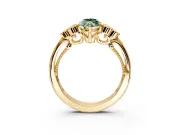 Cluster Engagement Ring Setting for Fancy Green Marquise Center with Bezel Accent Clusters and Prong Head in Yellow Gold