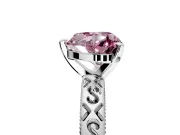 Solitaire Engagement Ring Setting for Fancy Pink Heart-Shaped Center with Scrollwork Band and Prong Head in White Gold