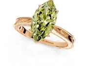 Solitaire Engagement Ring Setting for Fancy Yellow Marquise Center with Engraved Milgrain Band and Prong Head in Rose Gold