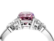 Solitaire Engagement Ring Setting for Fancy Pink Emerald Cut Center with Marquise Flower Shoulders and Prong Head in Sterling Silver
