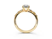 Solitaire Engagement Ring Setting for Emerald Cut Center with Trailing Leaf Accent Band and Prong Head in Yellow Gold
