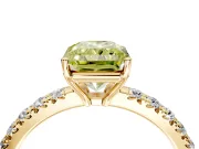 Solitaire Engagement Ring Setting for Fancy Yellow Radiant Cut Center with Large Accent Band and Prong Head in Yellow Gold