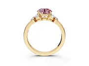 Solitaire Engagement Ring Setting for Fancy Pink Round Cut Center with Marquise Flower Shoulders and Prong Head in Yellow Gold