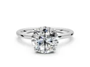 Solitaire Engagement Ring Setting for Round Cut Center with Plain Band, Open Basket and Prong Head in Platinum