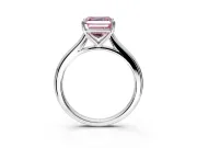 Solitaire Engagement Ring Setting for Fancy Pink Asscher Cut Center with Narrow Cathedral Band and Prong Head in White Gold