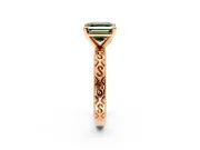 Solitaire Engagement Ring Setting for Fancy Green Asscher Cut Center with Scrollwork Band and Prong Head in Rose Gold