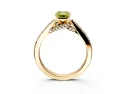 Solitaire Engagement Ring Setting for Fancy Yellow Emerald Cut Center with Crossover Accents and Prong Head in Yellow Gold