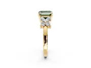 Floral Engagement Ring Setting for Fancy Green Asscher Cut Center with Marquise Cluster Shoulders and Prong Head in Yellow Gold