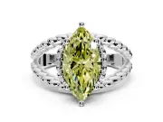 Halo Engagement Ring Setting for Fancy Yellow Marquise Center with Rope Twist Split Shank and Prong Head in Platinum