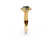 Halo Engagement Ring Setting for Fancy Green Round Cut Center with Square Band and Prong Head in Yellow Gold