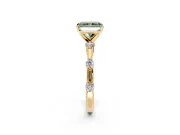Solitaire Engagement Ring Setting for Fancy Green Radiant Cut Center with Bezel Station Band and Prong Head in Yellow Gold