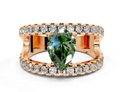 Solitaire Engagement Ring Setting for Fancy Green Pear-Shaped Center with Wide-Open Split Shank and Prong Head in Rose Gold