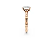 Solitaire Engagement Ring Setting for Radiant Cut Center with Bamboo Band and Prong Head in Rose Gold