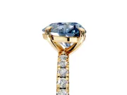 Solitaire Engagement Ring Setting for Fancy Blue Heart-Shaped Center with Fine Pave Narrow Band and Prong Head in Yellow Gold