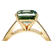 Solitaire Engagement Ring Setting for Fancy Green Asscher Cut Center with Tapered Split Shoulders and Prong Head in Yellow Gold