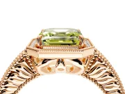 Milgrain Halo Engagement Ring Setting for Fancy Yellow Asscher Cut Center with Pave Band and Prong Head in Rose Gold