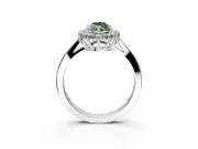 Starburst Halo Engagement Ring Setting for Fancy Green Marquise Center with Flat Cathedral Band and Prong Head in Sterling Silver
