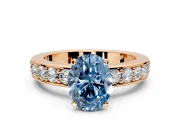 Solitaire Engagement Ring Setting for Fancy Blue Oval Center with Channel-Set Accents and Prong Head in Rose Gold