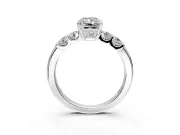 5 Stone Engagement Ring Setting for Radiant Cut Center with Plain Band and Prong Head in Platinum