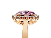 Starburst Halo Engagement Ring Setting for Fancy Pink Oval Center with Flat Cathedral Band and Prong Head in Rose Gold
