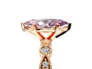 Solitaire Engagement Ring Setting for Fancy Pink Marquise Center with Milgrain Bezel Accents and Prong Head in Rose Gold