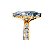 Solitaire Engagement Ring Setting for Fancy Blue Marquise Center with Shared-Prong Accents and Prong Head in Yellow Gold