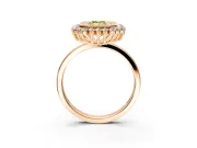 Halo Engagement Ring Setting for Fancy Yellow Emerald Cut Center with Milgrain Bezel Rim, Plain Band and Prong Head in Rose Gold